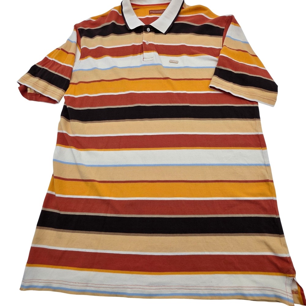 Vintage Y2K Enyce Polo Shirt Men 3XL  Multi Striped Short Sleeve Cotton Pique
